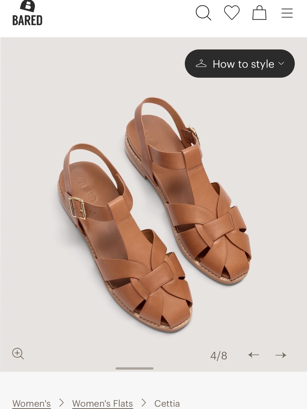 Cettia Women's Tan Leather Slingback Sandal - Picture 4 of 10